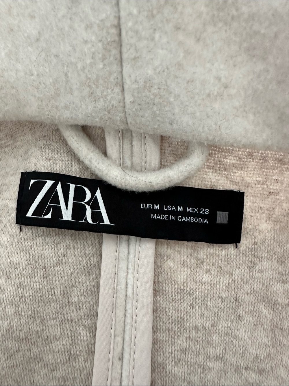 Zara Cream Hooded Wrap Coat with Self-Tie Belt, size medium - Picture 7 of 17